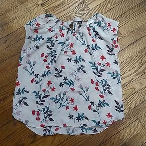 LC Lauren Conrad Floral Blouse - White and Red